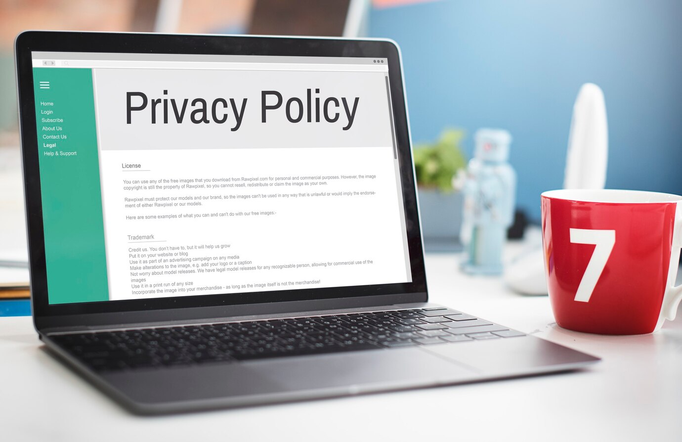 A picture of Laptop displaying Privacy Policy